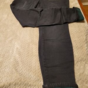 Maurices Black Skinny Low-Rise Jeans With Green Buffalo Check Cuff